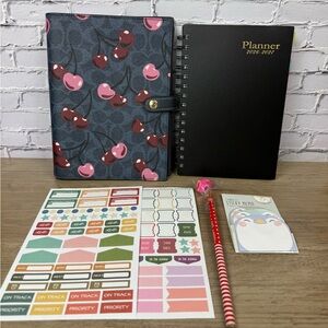 Coach Notebook In Signature Canvas With blue Cherry Pri with a free Planner Set